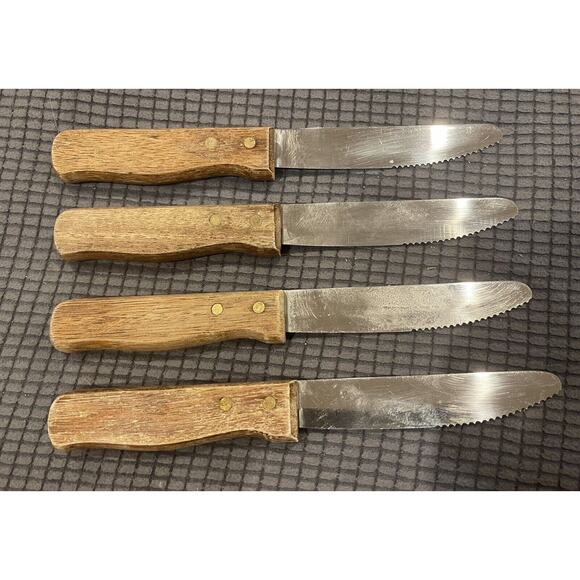 VTG GAUCHO STEAK KNIVES BY ADCRAFT ROUND TIP ~ SET OF 4 knives 10” LONG - Picture 1 of 4